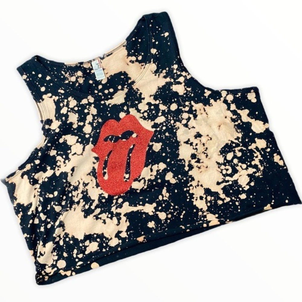 SOLD!! Rolling Stones Acid Wash Red Tongue Tank - Picture 3 of 8